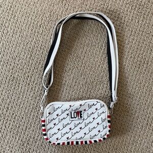 Brighton Love Script Crossbody Bag - Black, White, Red Stripes